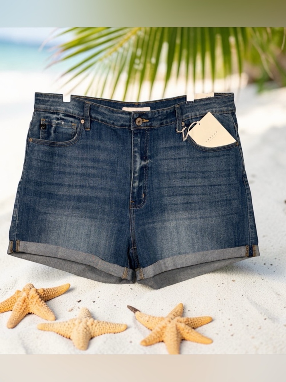 KanCan Blue Rolled Cuff Denim Shorts